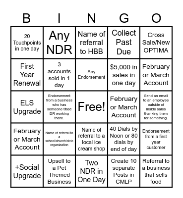 Account Manager Bingo Card