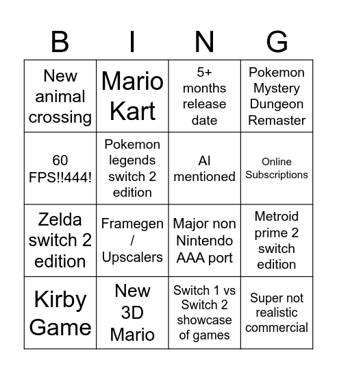 Untitled Bingo Card