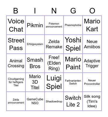 Switch Direct Bingo Card