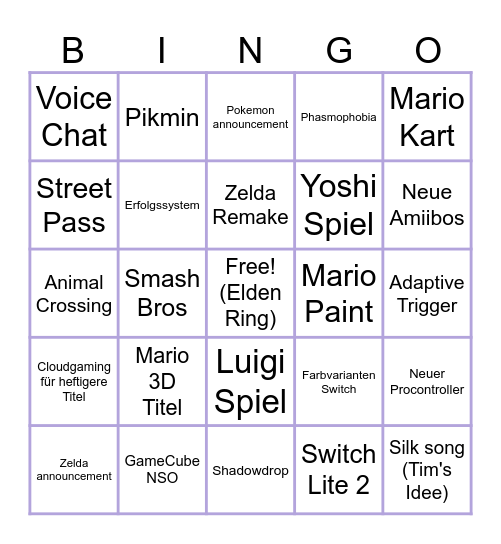 Switch Direct Bingo Card