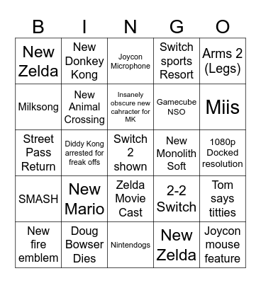 Switch 2 Direct Bingo Card