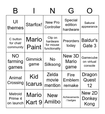 Binfox Bingo (Switch 2 Direct) Bingo Card