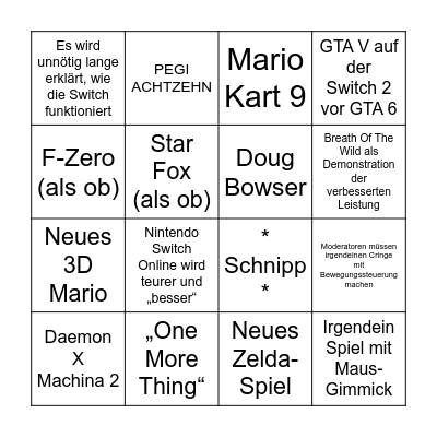 Switch 2 Direct Bingo Card