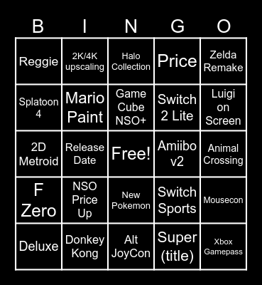 Switch 2 Direct Bingo Card