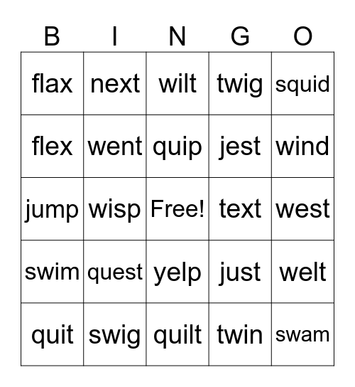 Reading Bingo Card