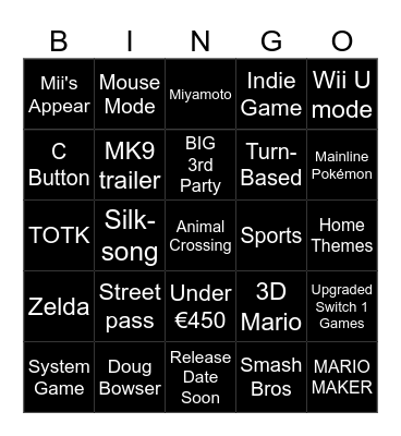 SWITCH 2 PRESENTATION Bingo Card