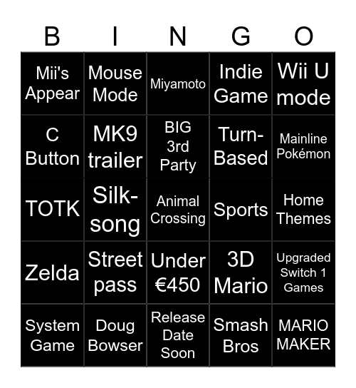 SWITCH 2 PRESENTATION Bingo Card