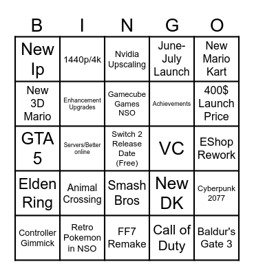 Switch direct probably Bingo Card