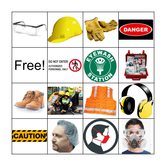 Safety Equipment Bingo Card