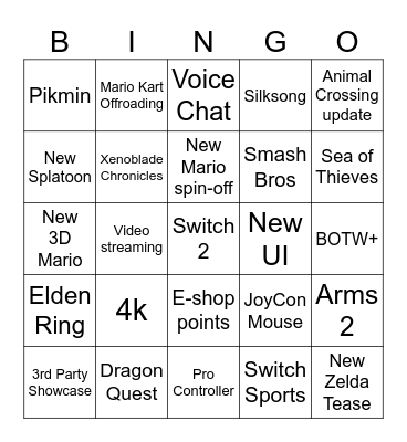 Switch 2 Direct Bingo Card