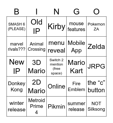 Switch 2 Direct!!!! Bingo Card
