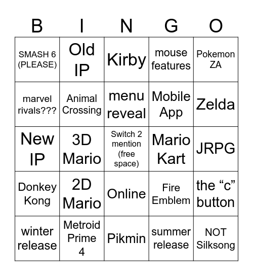 Switch 2 Direct!!!! Bingo Card