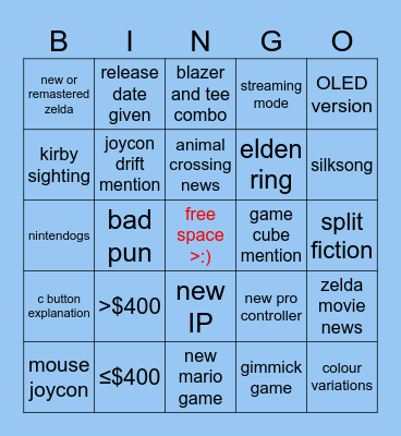 silly goofy switch 2 direct Bingo Card