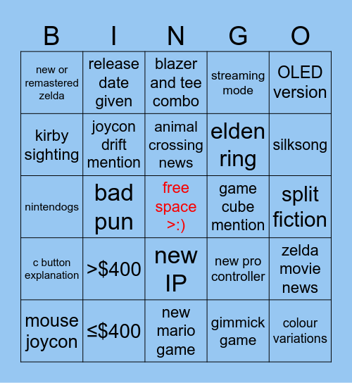 silly goofy switch 2 direct Bingo Card