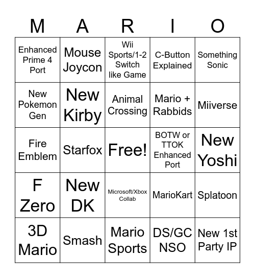 Switch 2 Direct Bingo Card