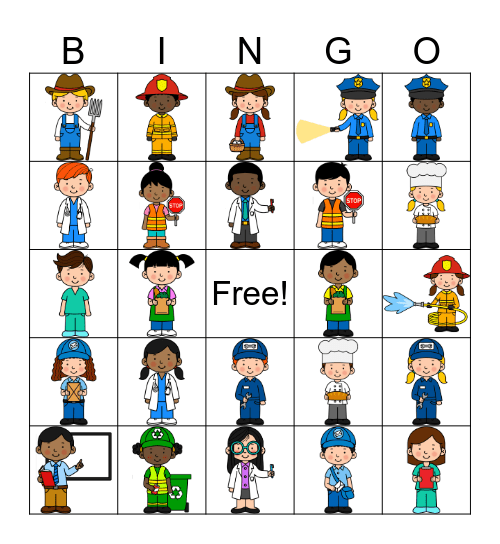 Community Helpers Bingo Card