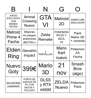 SWITCH 2 BINGO Card