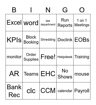 Administrative Professionals Day Bingo Card