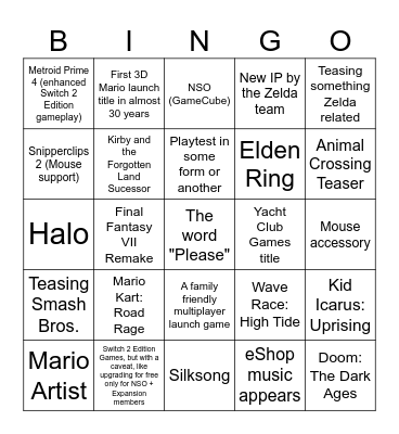 First Switch 2 Direct, yay! Bingo Card