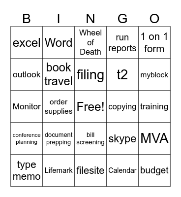 Administrative Professionals Day Bingo Card