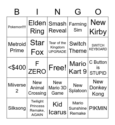 SWITCH 2 DIRECT Bingo Card