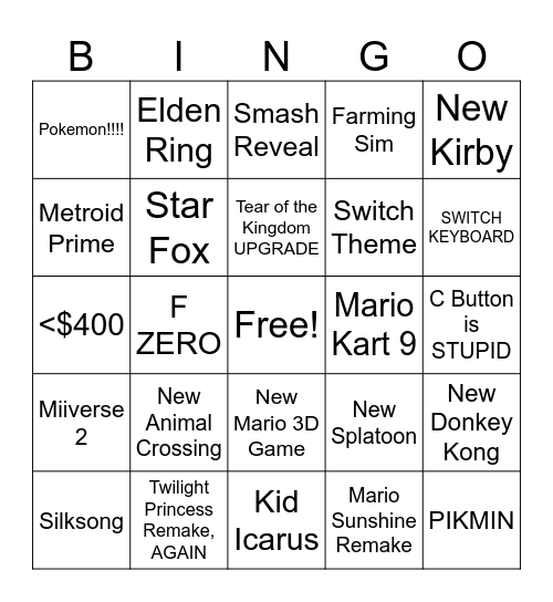 SWITCH 2 DIRECT Bingo Card