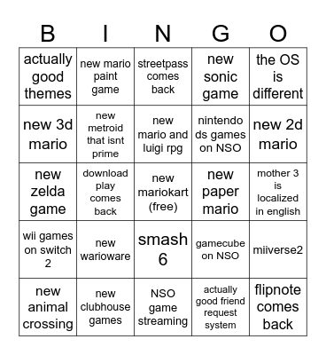 meta64's awful switch 2 reveal bingo Card