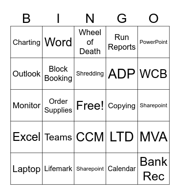 Administrative Professionals Day Bingo Card