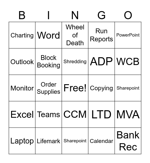 Administrative Professionals Day Bingo Card