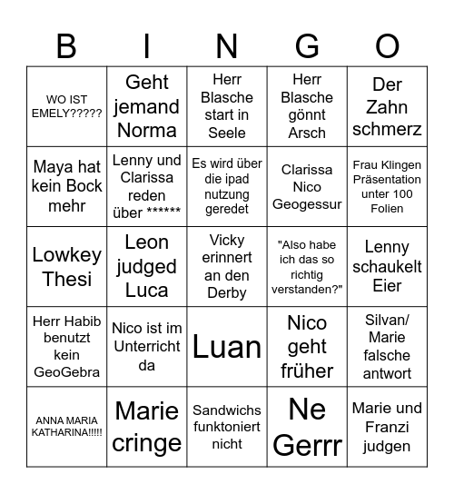 Kw 14 Bingo Card