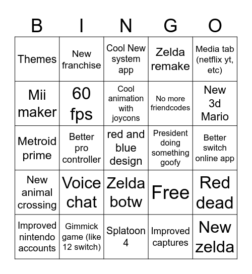 Switch 2 Direct Bingo Card