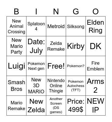 Switch 2 Direct Bingo Card