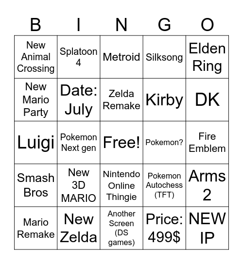 Switch 2 Direct Bingo Card