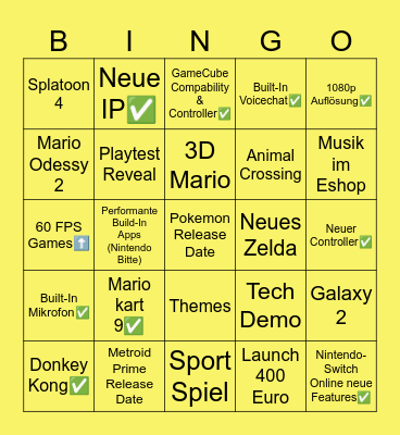 Switch 2 Direct Bingo Card