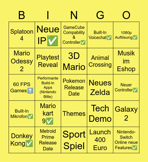 Switch 2 Direct Bingo Card