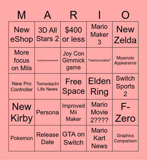 Direct Connect Bingo Card