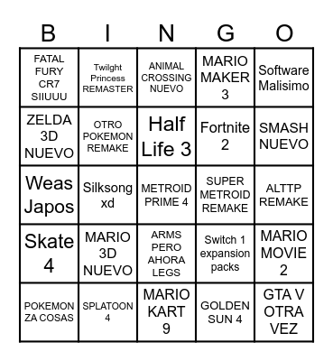 SWITCH 2 ANUNCIO Bingo Card