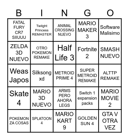 SWITCH 2 ANUNCIO Bingo Card