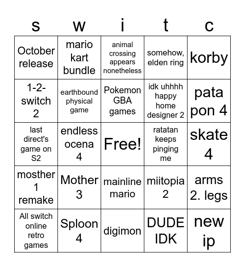 help. Bingo Card