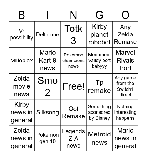 Untitled Bingo Card