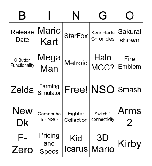 Switch 2 Direct Bingo Card
