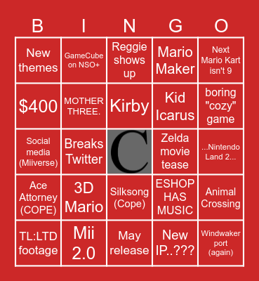 April 2nd Nintendo Switch 2 Direct Bingo Card