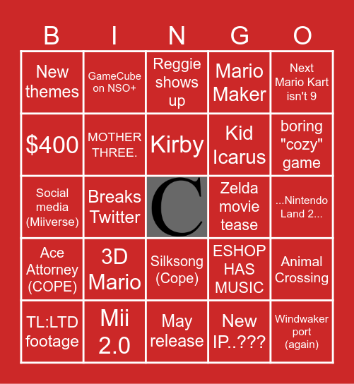 April 2nd Nintendo Switch 2 Direct Bingo Card