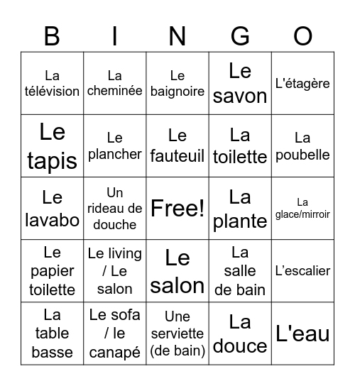 BHS: Le salon et la salle de bain Bingo Card
