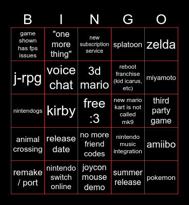 switch tuah direct Bingo Card