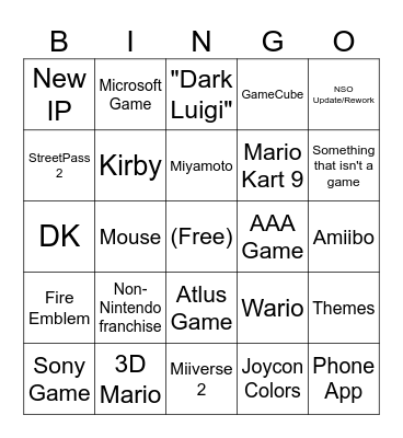 Switch 2 Bingo Card