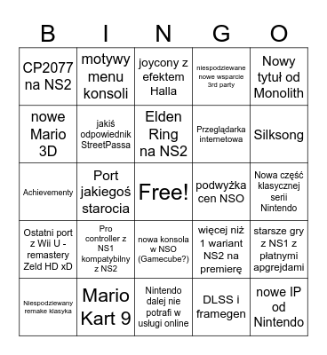 Switchfaude 2 Bingo Card