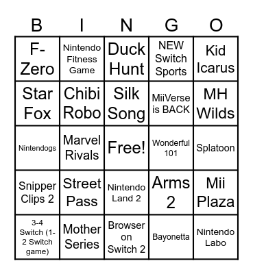 HEAR ME OUT Switch 2 Bingo Card