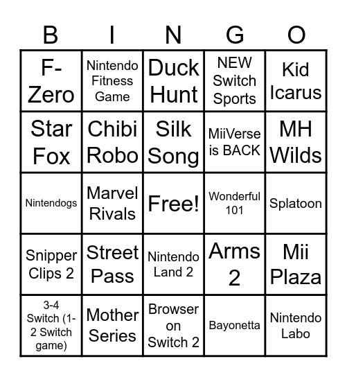 HEAR ME OUT Switch 2 Bingo Card