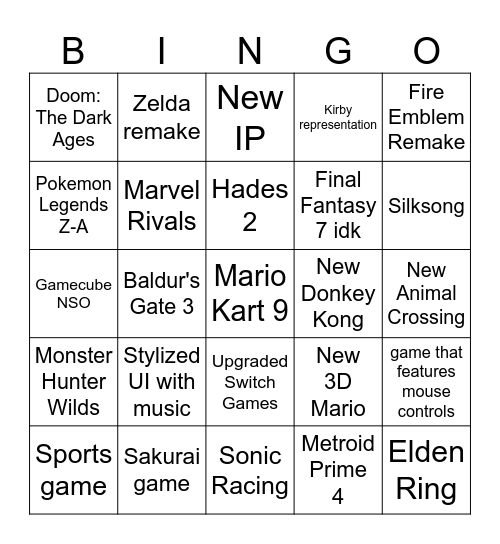 Rachel Bingo Card
